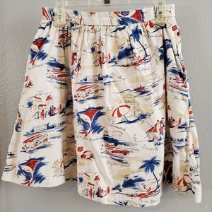 Brooks Brothers Florida Beach Print A-Line Skirt